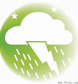 浅绿闪电大雨图标
