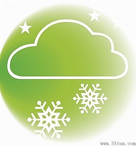 浅绿多云雪天图标
