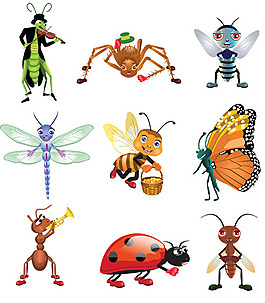 精美的卡通昆虫