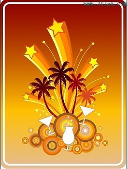 矢量椰树花纹背景