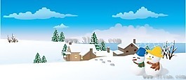 乡村雪景