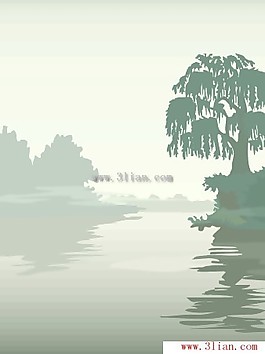 河边小树