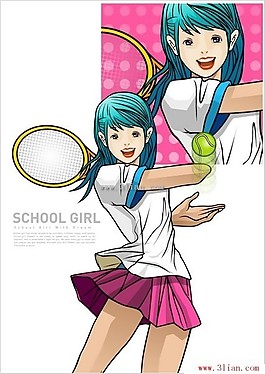 打网球女学生