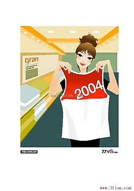 选衣服女孩