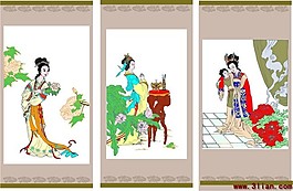 貂婵拜月 贵妃醉酒 仕女赏花