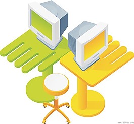 电脑,电脑桌椅