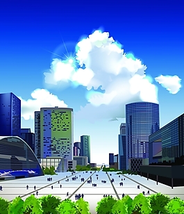 矢量城市广场建筑图片