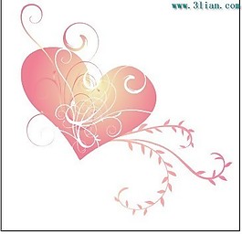 粉红心型与时尚花纹