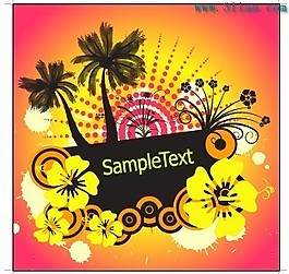 矢量椰树花纹背景