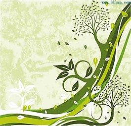 绿色植物花纹