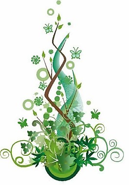 eps格式绿色花卉与花纹