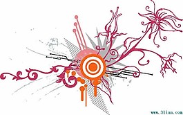 eps格式红色花纹
