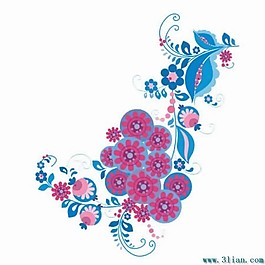 红色花朵与花纹