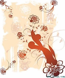 矢量精美花朵与花纹