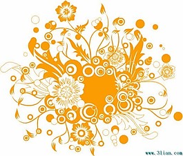橙色花朵花纹