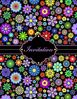 矢量绚丽缤纷花朵花纹素材