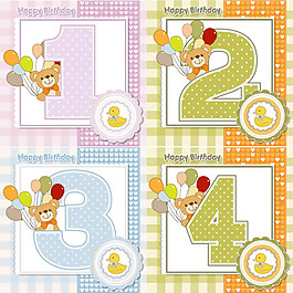 卡通可爱数字小熊