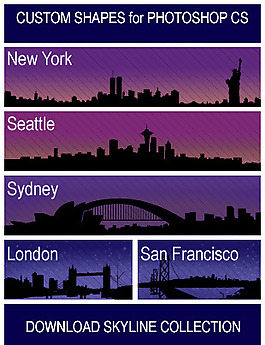 建筑物剪影psd素材