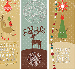 卡通圣诞旗帜矢量素材