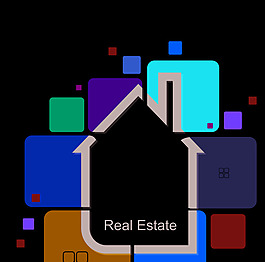 彩绘卡通房屋矢量素材