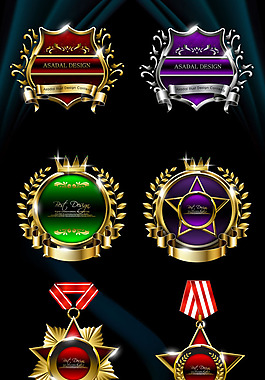 多样徽章奖牌矢量图下载