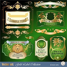 黄金花纹瓶贴矢量图下载