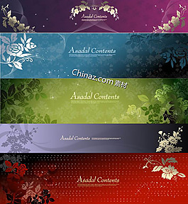 古典花卉花纹横幅矢量图