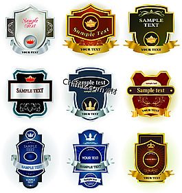 欧式皇冠标签矢量图下载