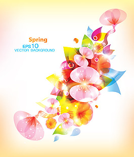 梦幻春天花朵背景矢量图下载