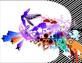 潮流个性花纹矢量图下载