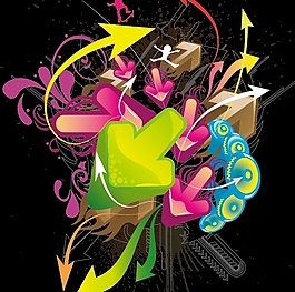 潮流火焰箭头矢量图下载