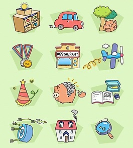 可爱卡通图标矢量素材