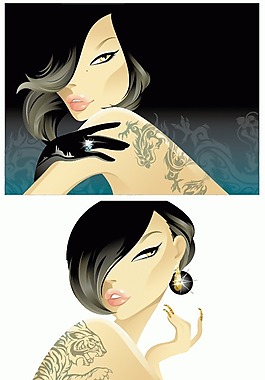2款女性插画矢量素材