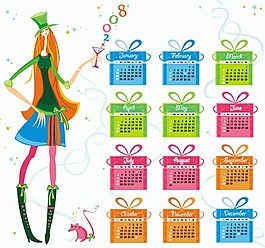 矢量图2008年全年日历