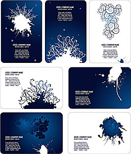时尚墨迹花纹风格卡片模板矢量素材