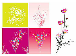 缤纷花纹或花朵矢量素材