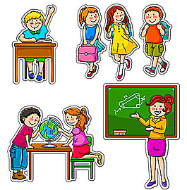 卡通学校人物矢量素材
