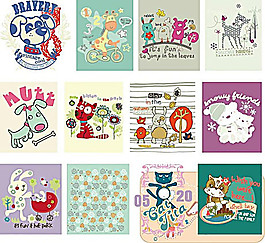 卡通动物插画矢量素材