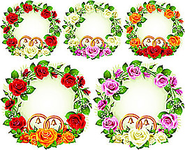 玫瑰花环边框矢量素材