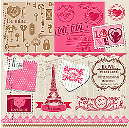 复古情人节元素矢量素材02