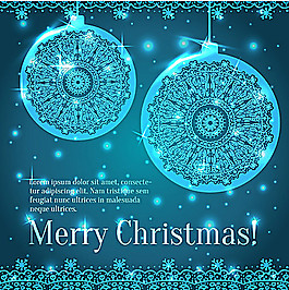 蓝色新年雪花卡片矢量素材02