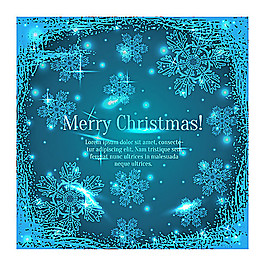 蓝色新年雪花卡片矢量素材01