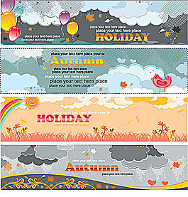 卡通涂鸦旗帜矢量模板