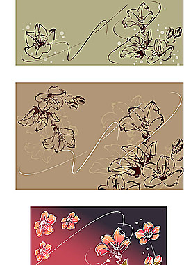 手绘鲜花线稿矢量