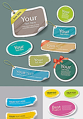 创意涂鸦标签挂牌贴纸矢量