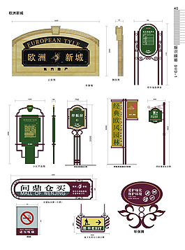 高级住宅区地产项目标识系统设计制作图