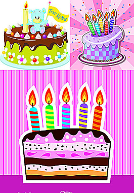 卡通生日蛋糕矢量素材