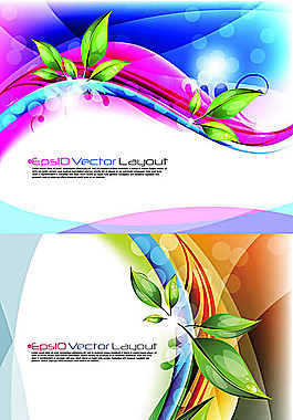 绿叶水滴曲线光斑背景矢量素材