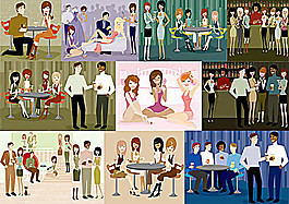 现代男女插画系列矢量素材