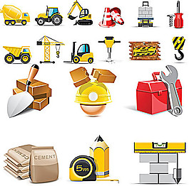 工地施工相关应用图标矢量素材